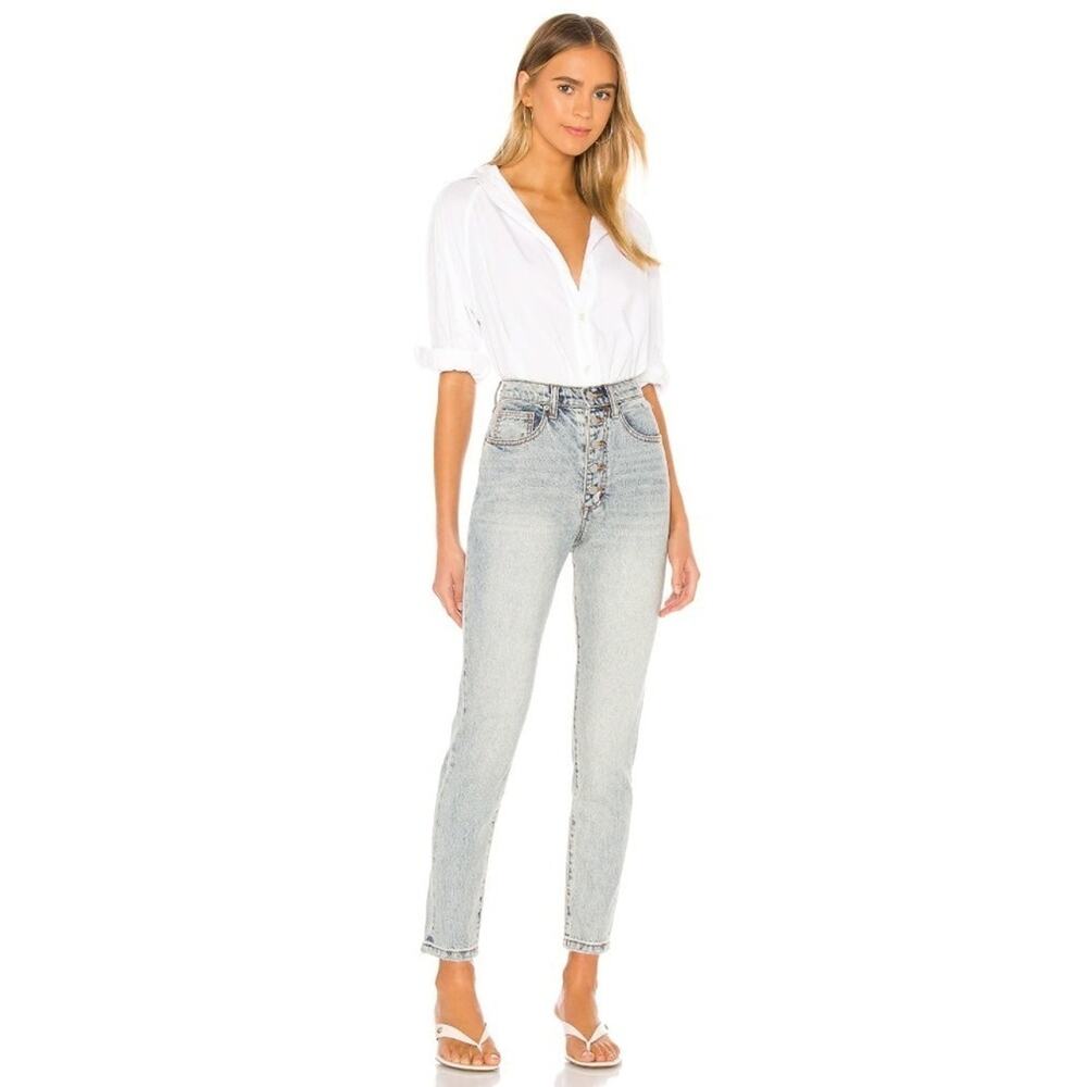 NEW WeWoreWhat The Danielle High Rise Straight Button Fly Jean 32